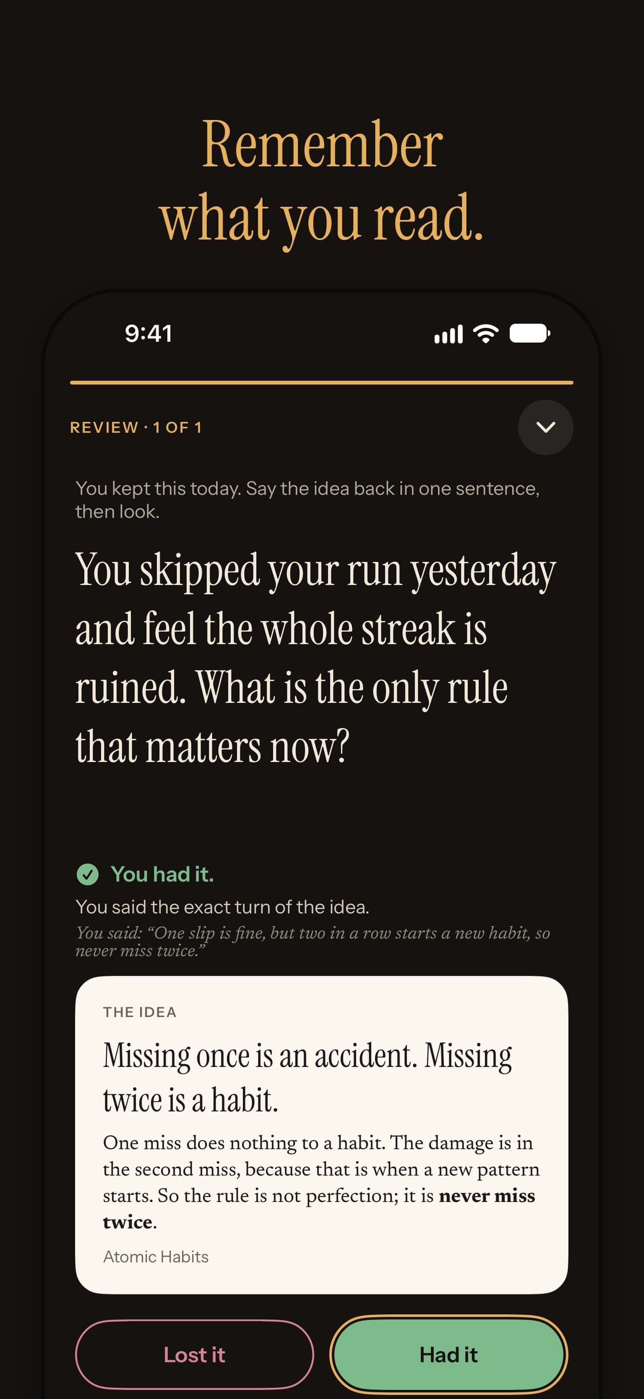 Booksnack recall answered in your own words and checked on the iPhone