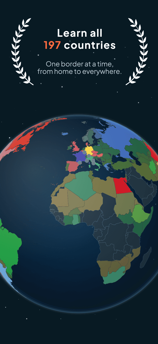 The globe with 197 countries and the promise to learn every one