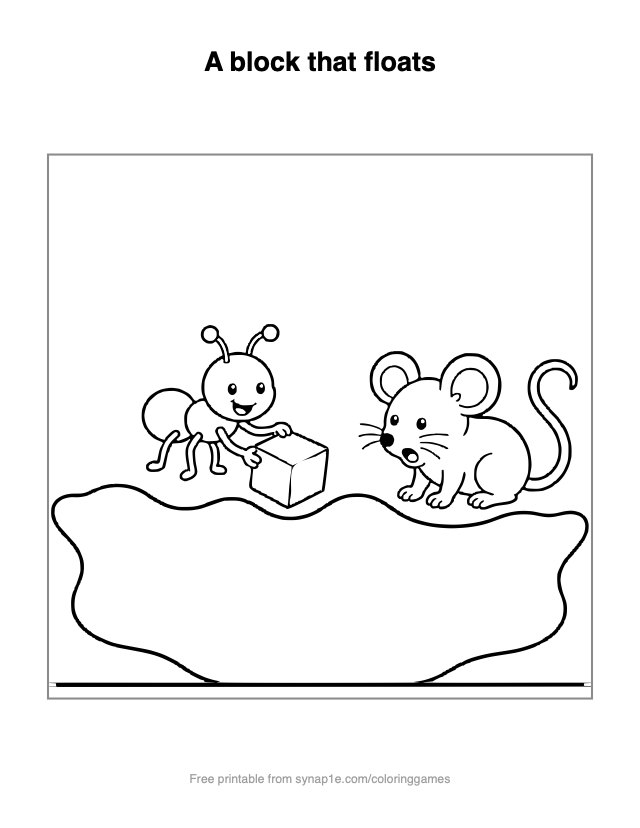 A block that floats — free printable letters coloring page