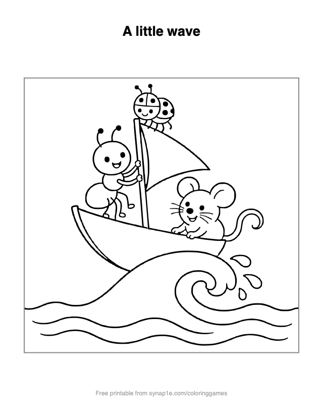 A little wave — free printable letters coloring page
