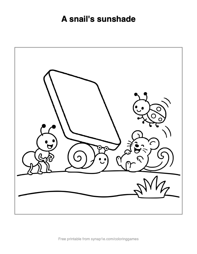 A snail's sunshade — free printable letters coloring page