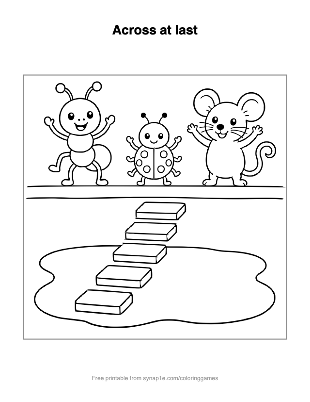 Across at last — free printable letters coloring page