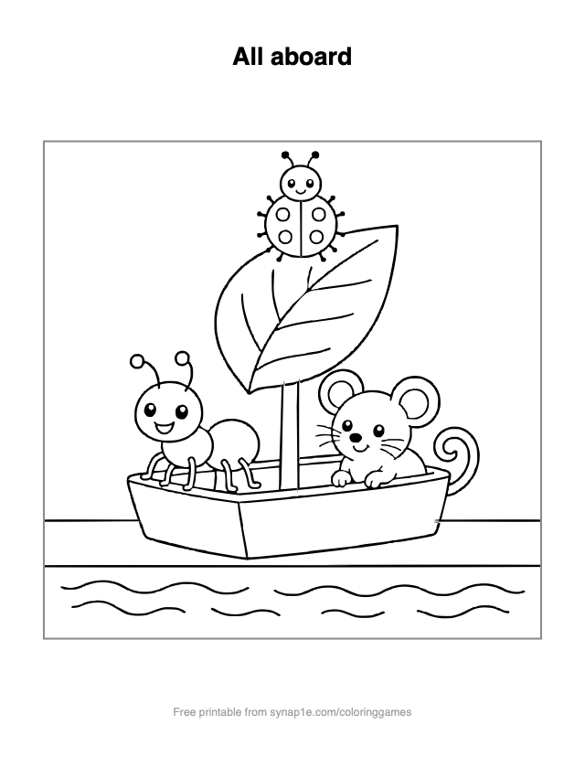 All aboard — free printable letters coloring page