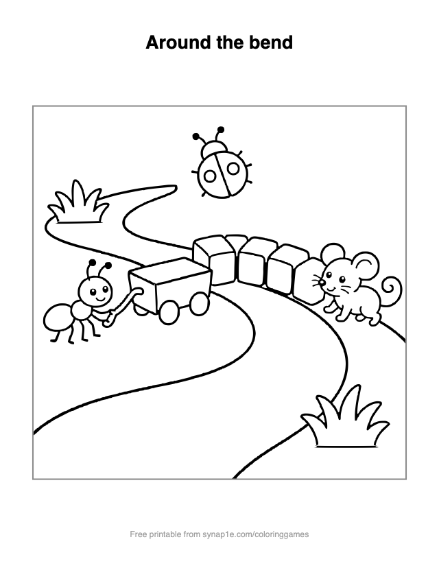 Around the bend — free printable letters coloring page
