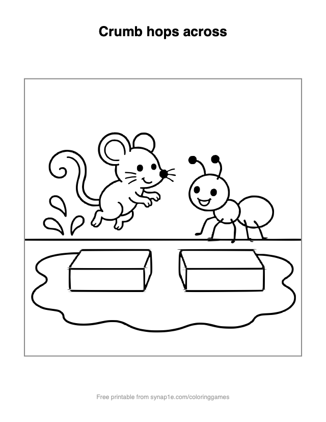 Crumb hops across — free printable letters coloring page