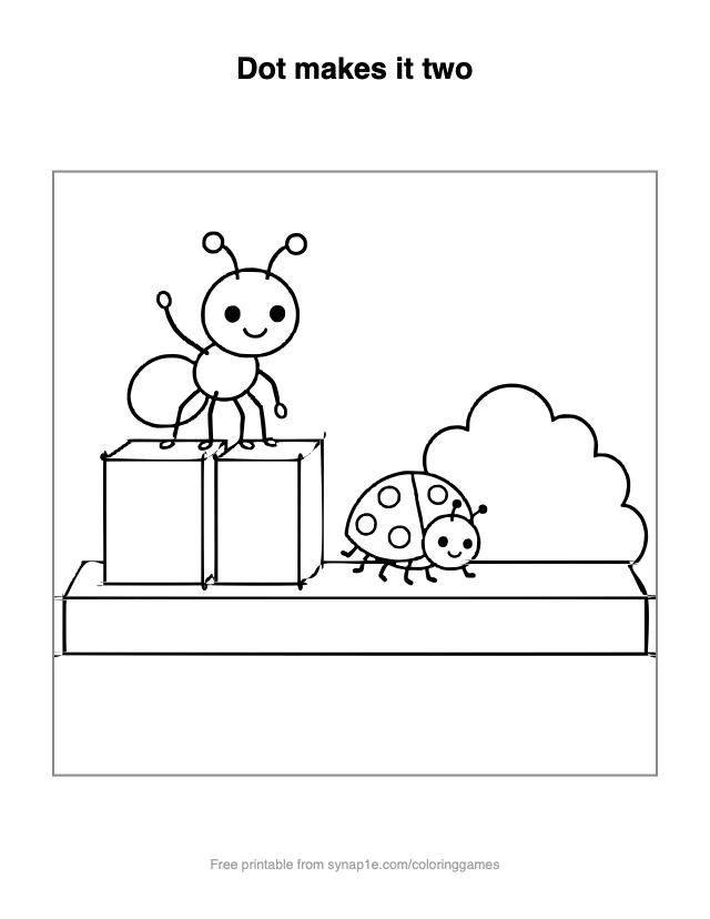 Dot makes it two — free printable letters coloring page