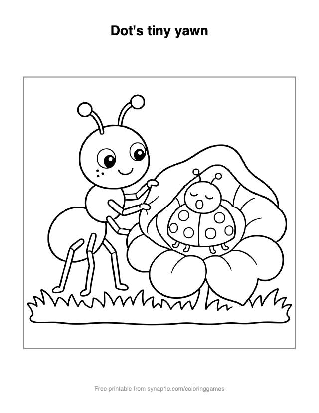 Dot's tiny yawn — free printable letters coloring page