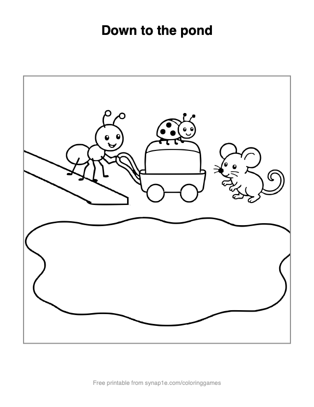 Down to the pond — free printable letters coloring page
