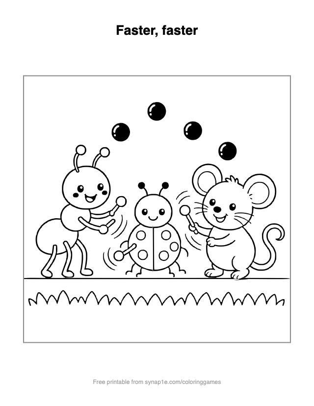 Faster, faster — free printable letters coloring page