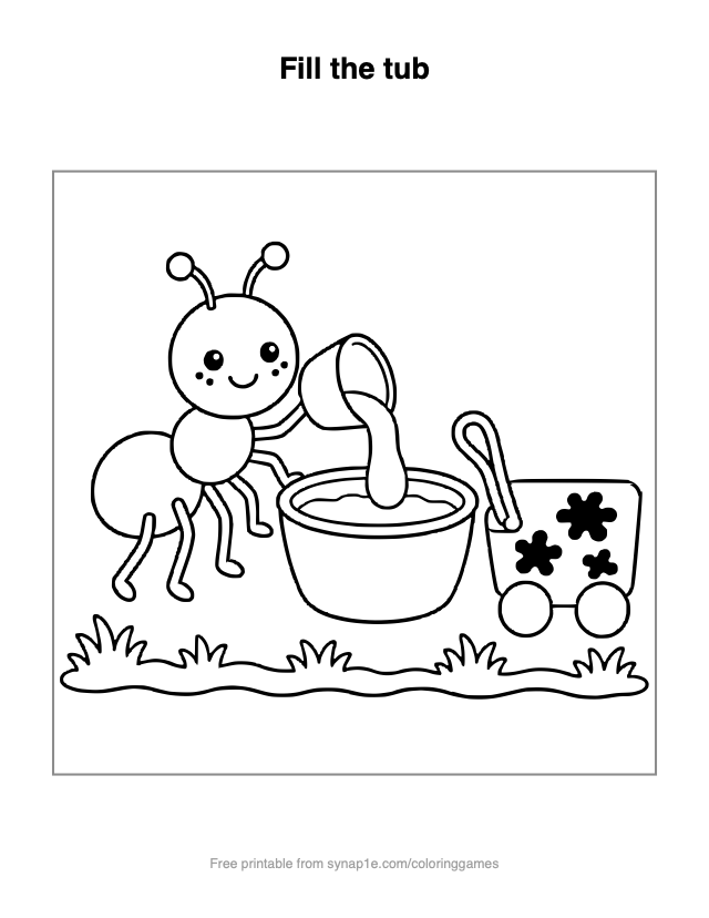 Fill the tub — free printable letters coloring page