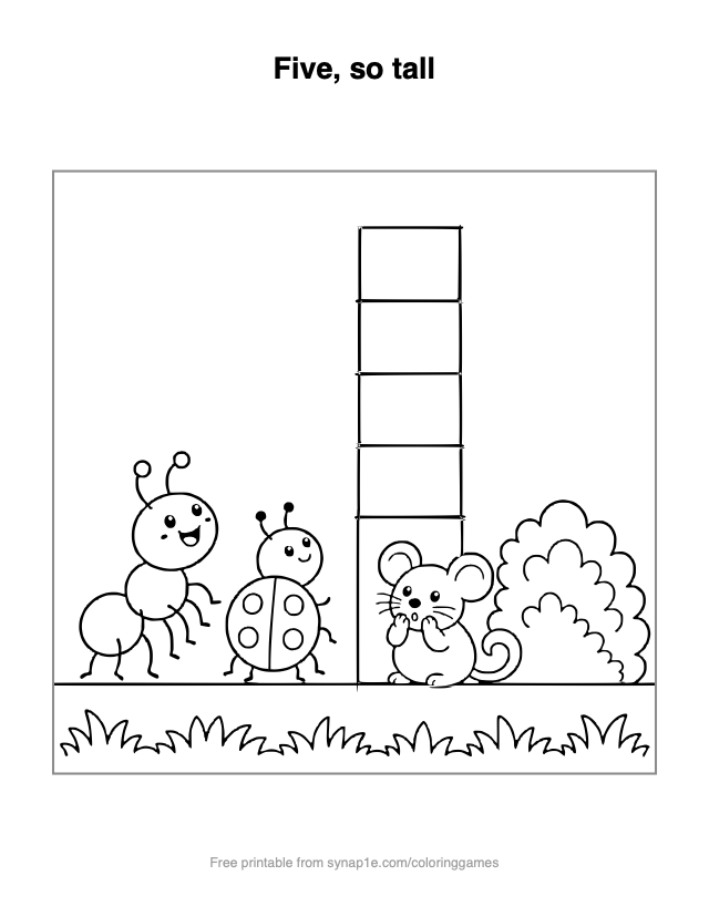 Five, so tall — free printable letters coloring page
