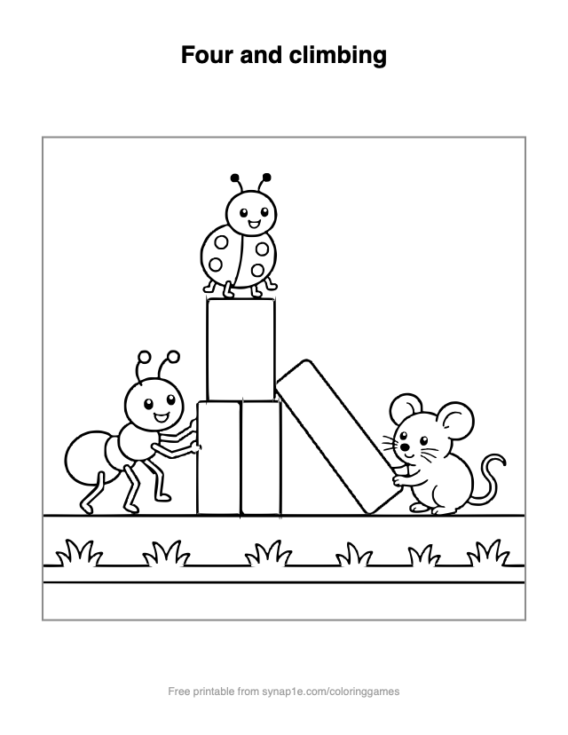 Four and climbing — free printable letters coloring page