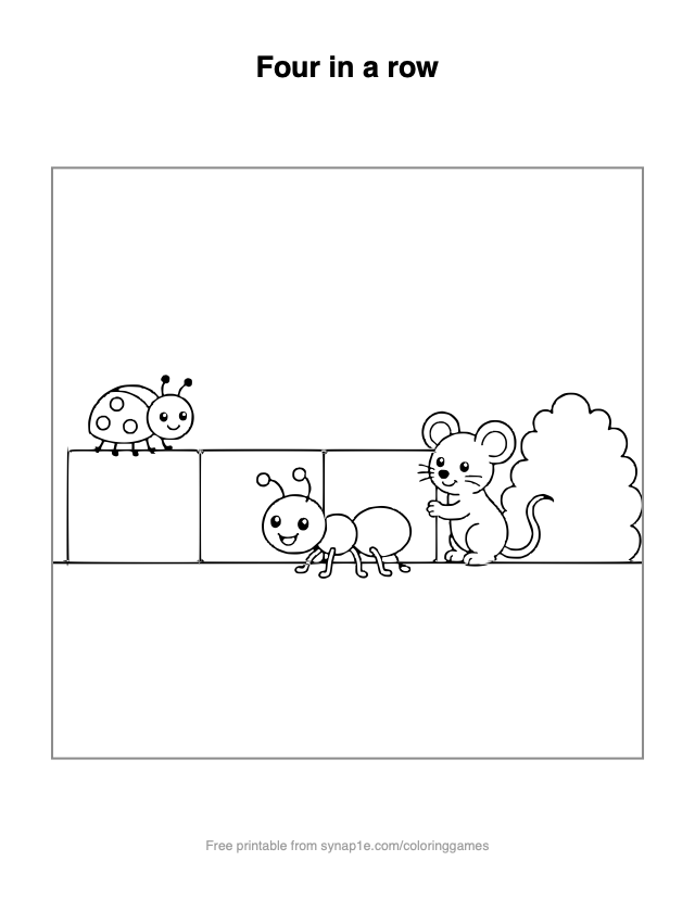 Four in a row — free printable letters coloring page