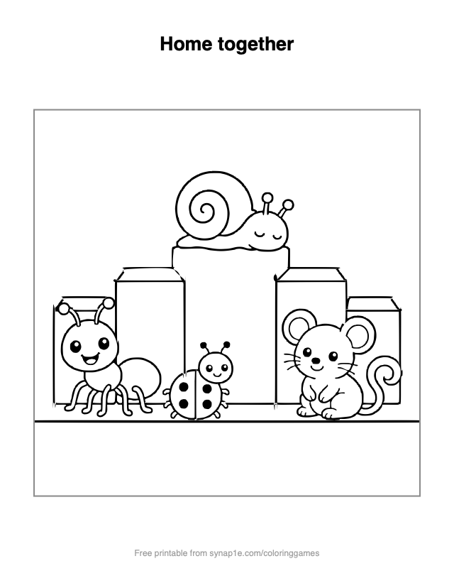 Home together — free printable letters coloring page