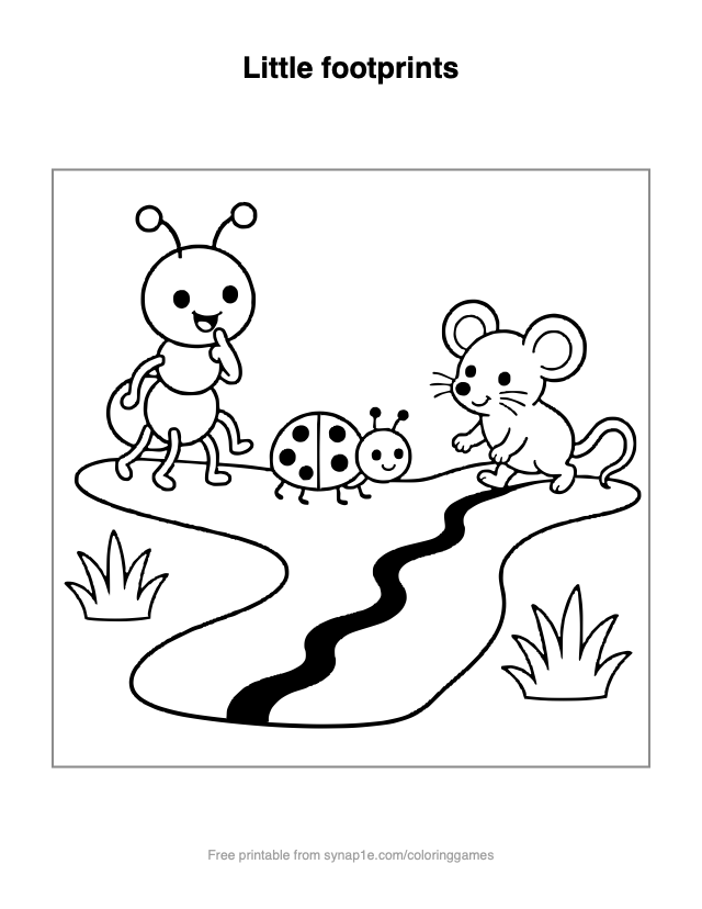 Little footprints — free printable letters coloring page