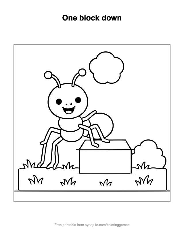 One block down — free printable letters coloring page