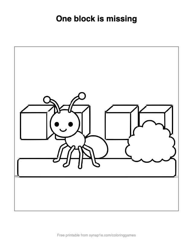 One block is missing — free printable letters coloring page