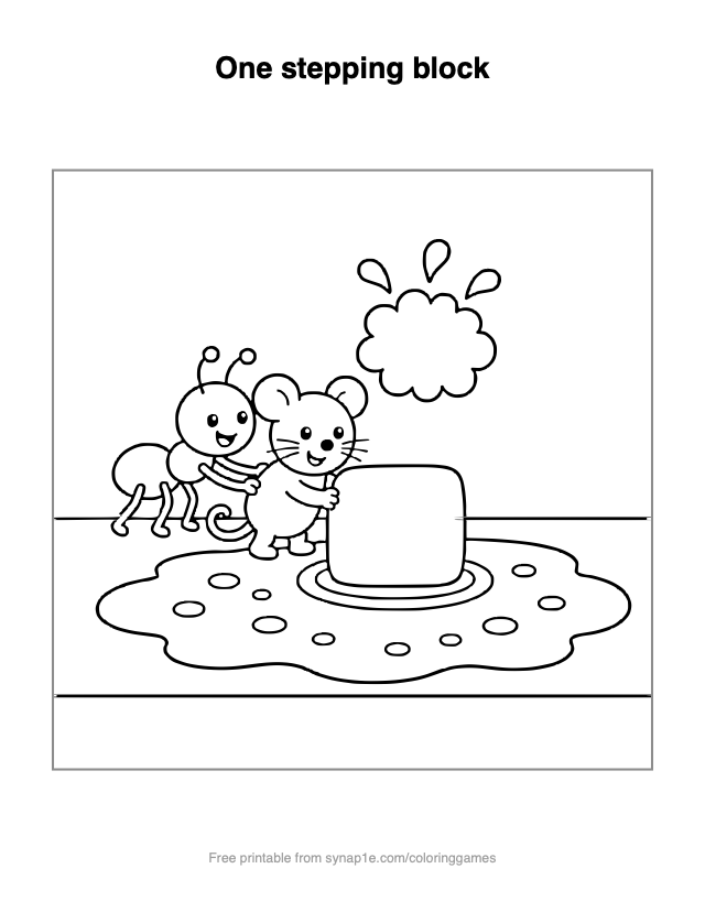 One stepping block — free printable letters coloring page