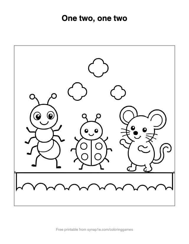 One two, one two — free printable letters coloring page