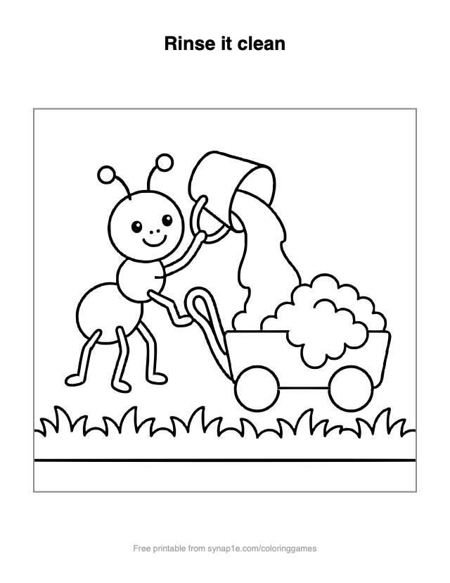 Rinse it clean — free printable letters coloring page