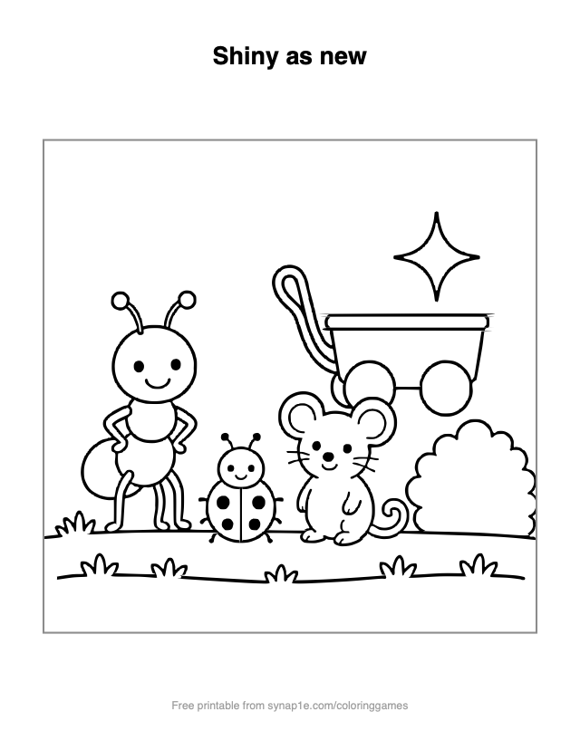 Shiny as new — free printable letters coloring page