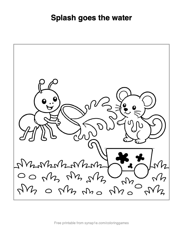 Splash goes the water — free printable letters coloring page