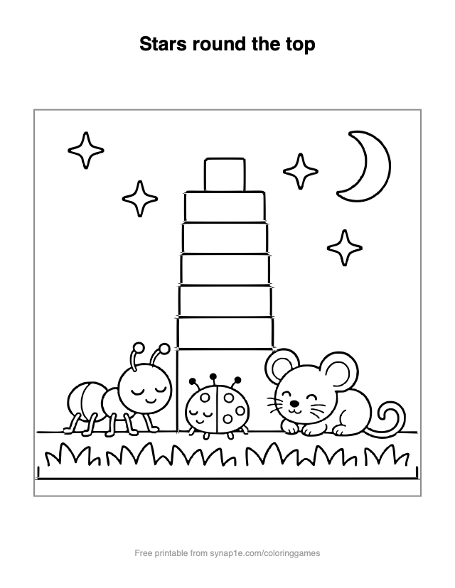 Stars round the top — free printable letters coloring page