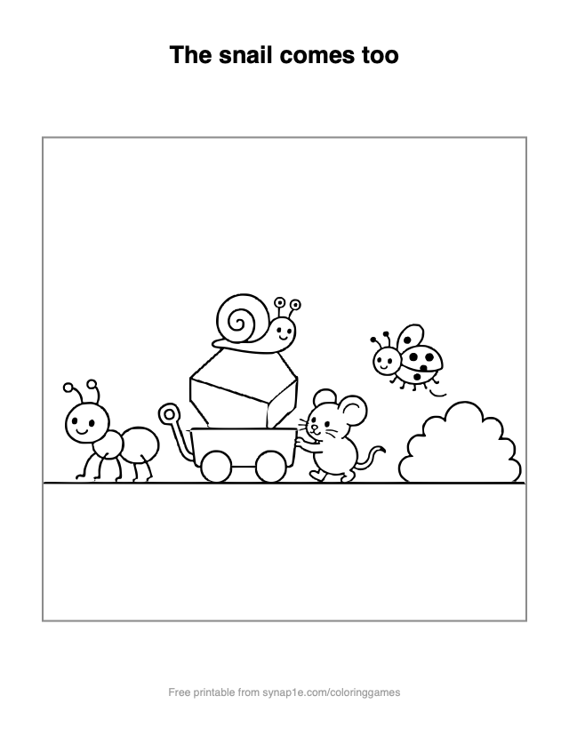 The snail comes too — free printable letters coloring page