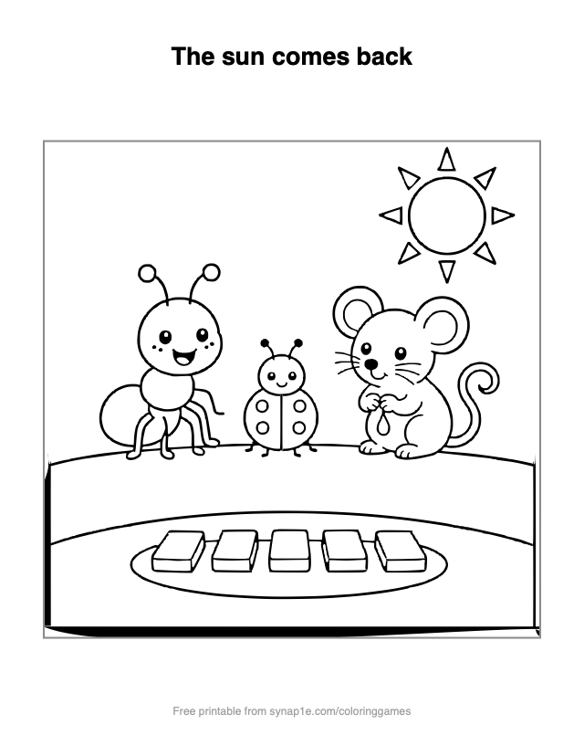 The sun comes back — free printable letters coloring page