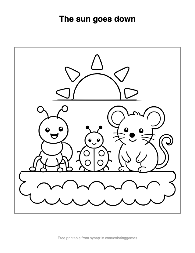 The sun goes down — free printable letters coloring page