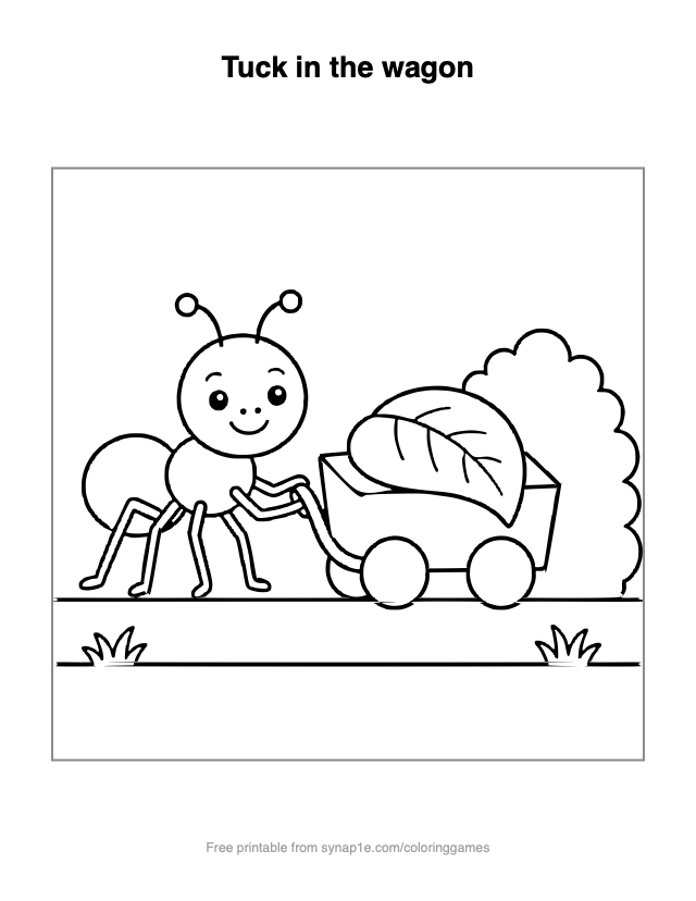 Tuck in the wagon — free printable letters coloring page