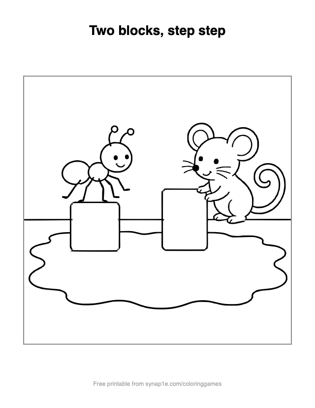 Two blocks, step step — free printable letters coloring page