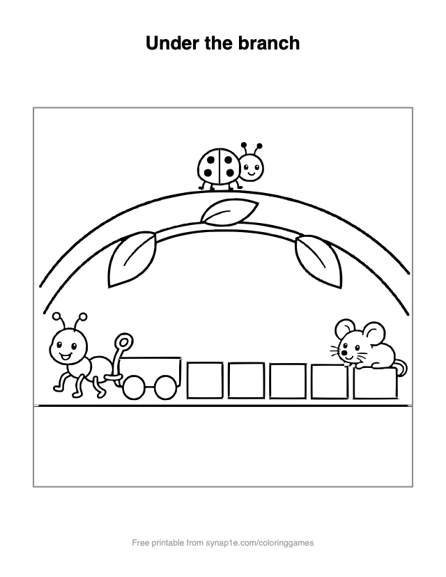 Under the branch — free printable letters coloring page