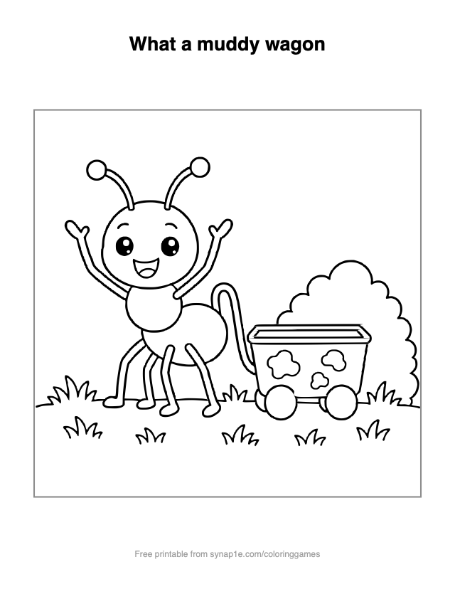 What a muddy wagon — free printable letters coloring page