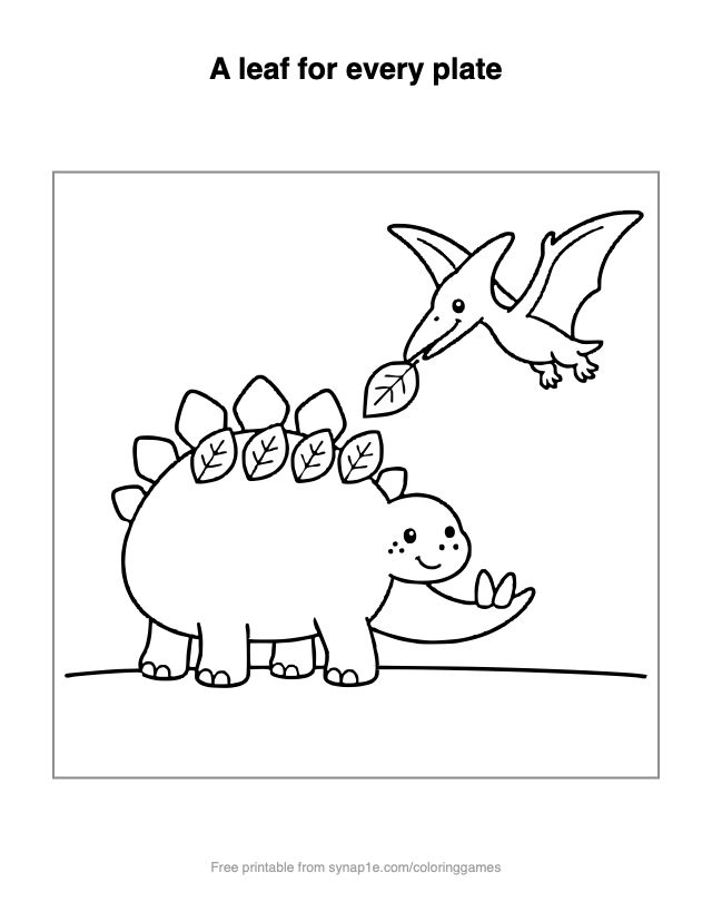 A leaf for every plate — free printable dinosaurs coloring page