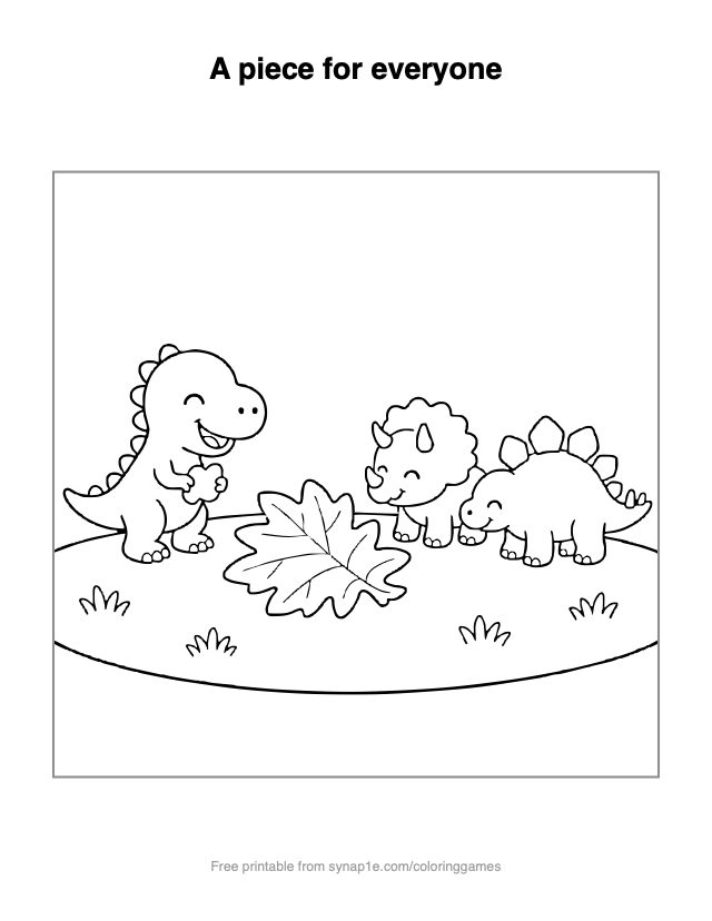 A piece for everyone — free printable dinosaurs coloring page