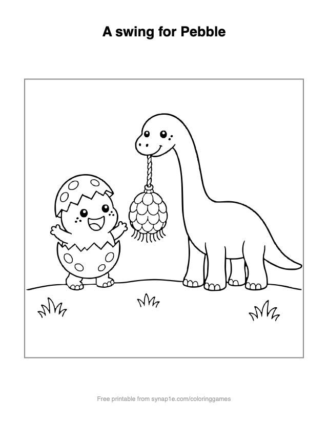 A swing for Pebble — free printable dinosaurs coloring page