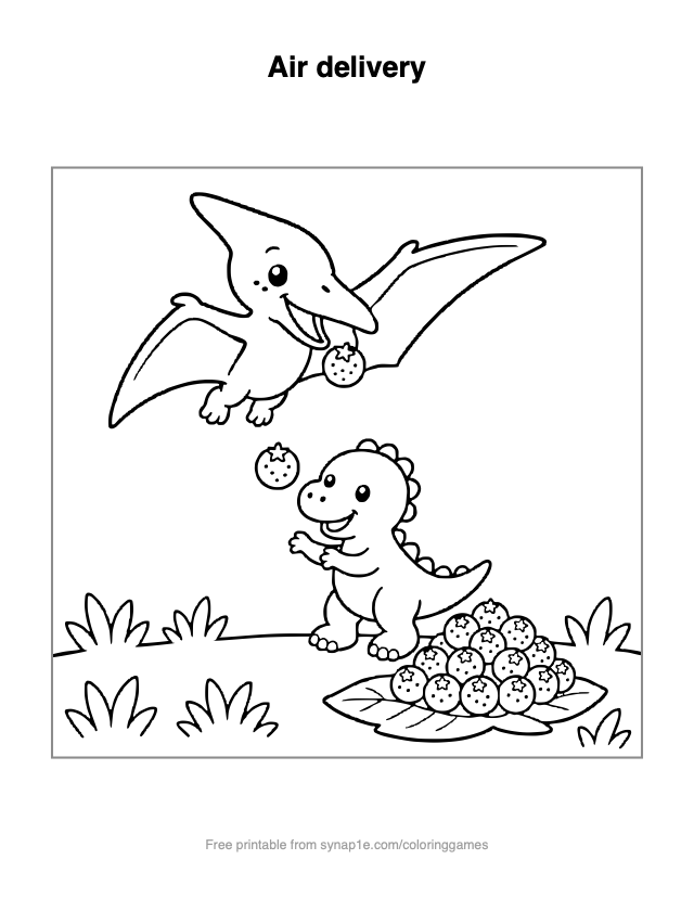 Air delivery — free printable dinosaurs coloring page