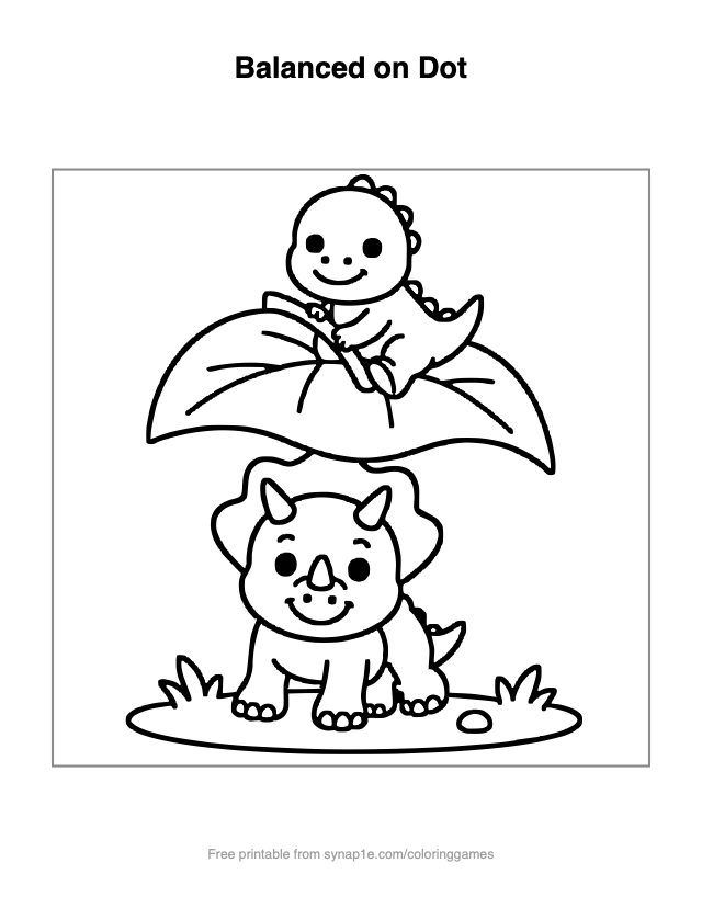 Balanced on Dot — free printable dinosaurs coloring page