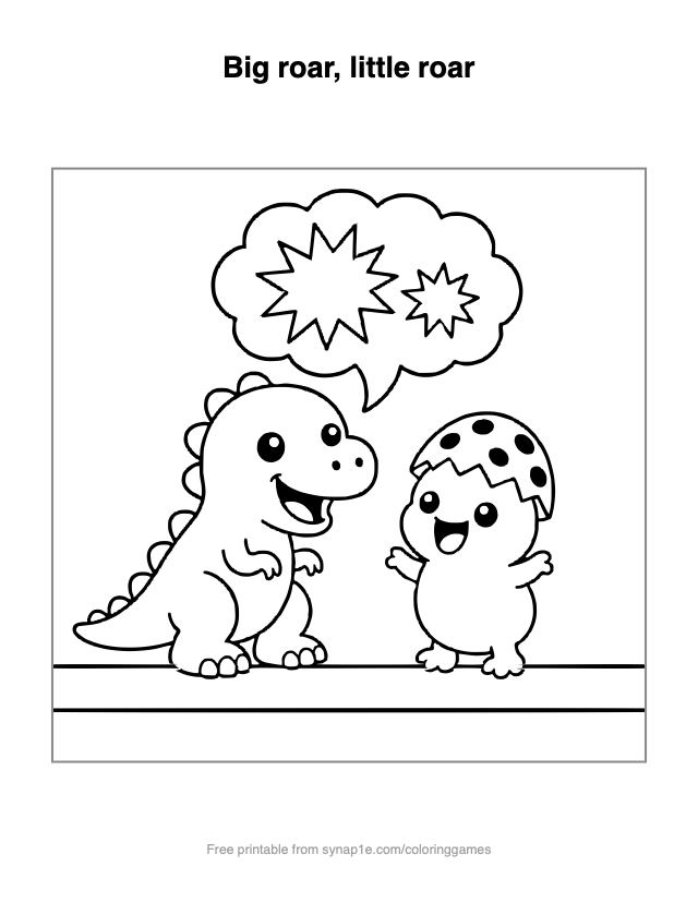 Big roar, little roar — free printable dinosaurs coloring page