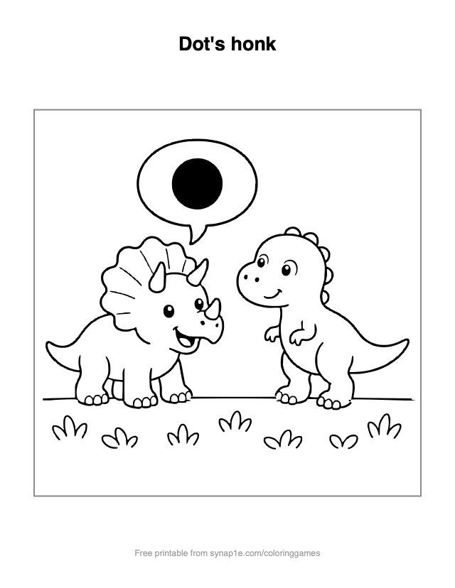 Dot's honk — free printable dinosaurs coloring page