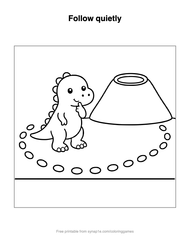 Follow quietly — free printable dinosaurs coloring page