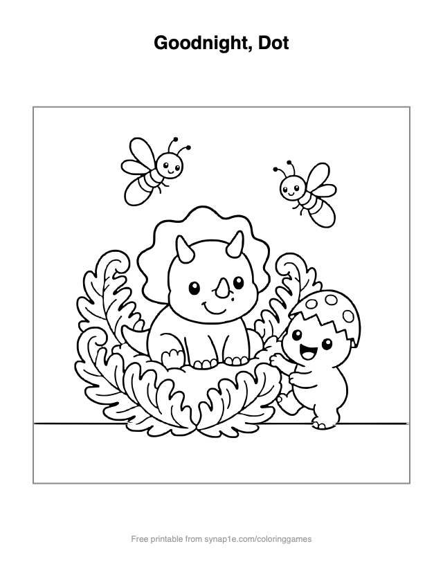 Goodnight, Dot — free printable dinosaurs coloring page