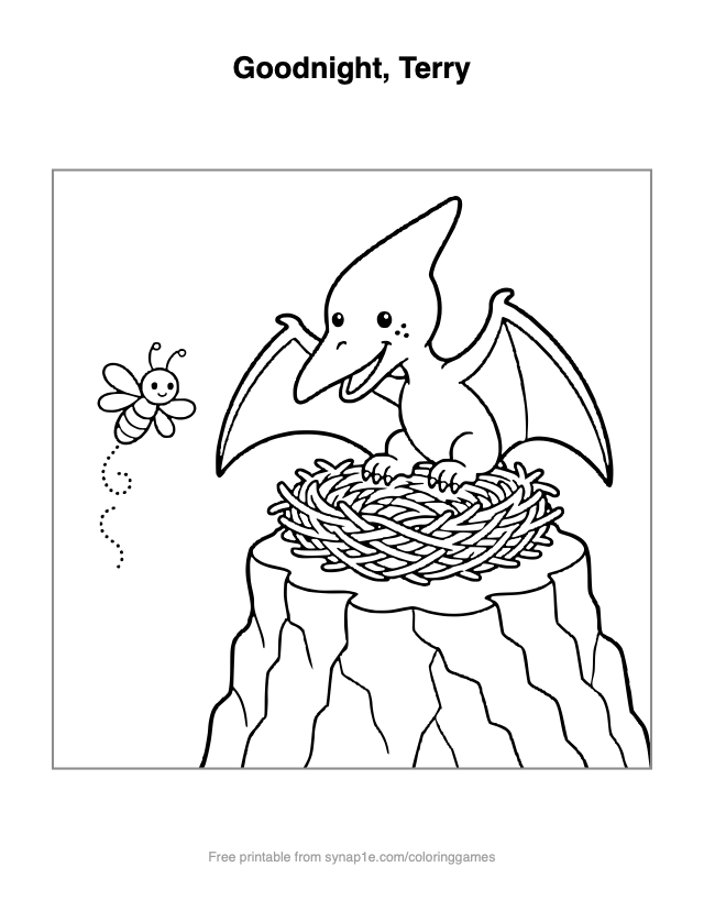 Goodnight, Terry — free printable dinosaurs coloring page