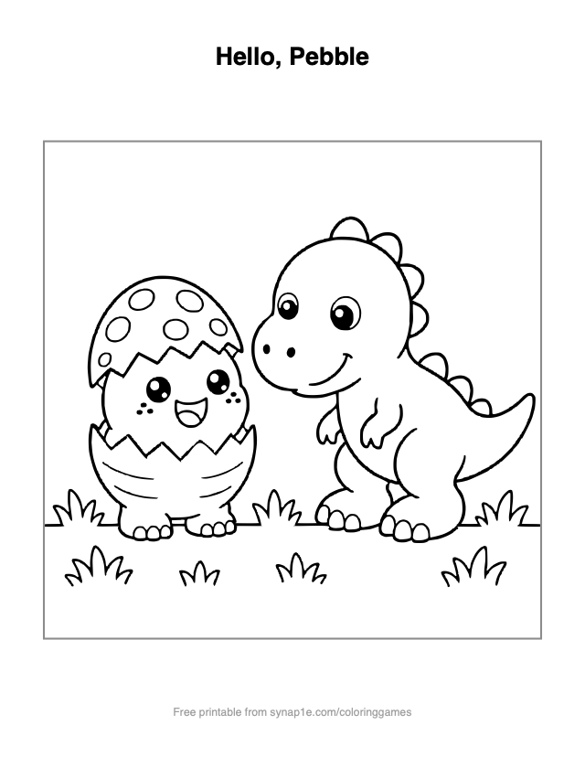 Hello, Pebble — free printable dinosaurs coloring page