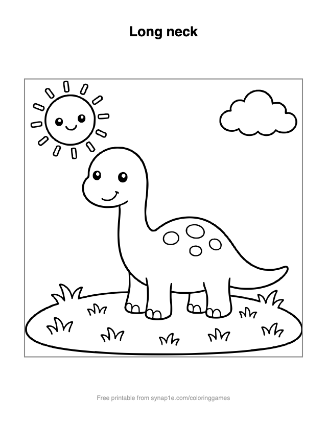 Long neck — free printable dinosaurs coloring page