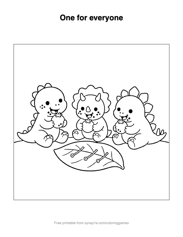 One for everyone — free printable dinosaurs coloring page