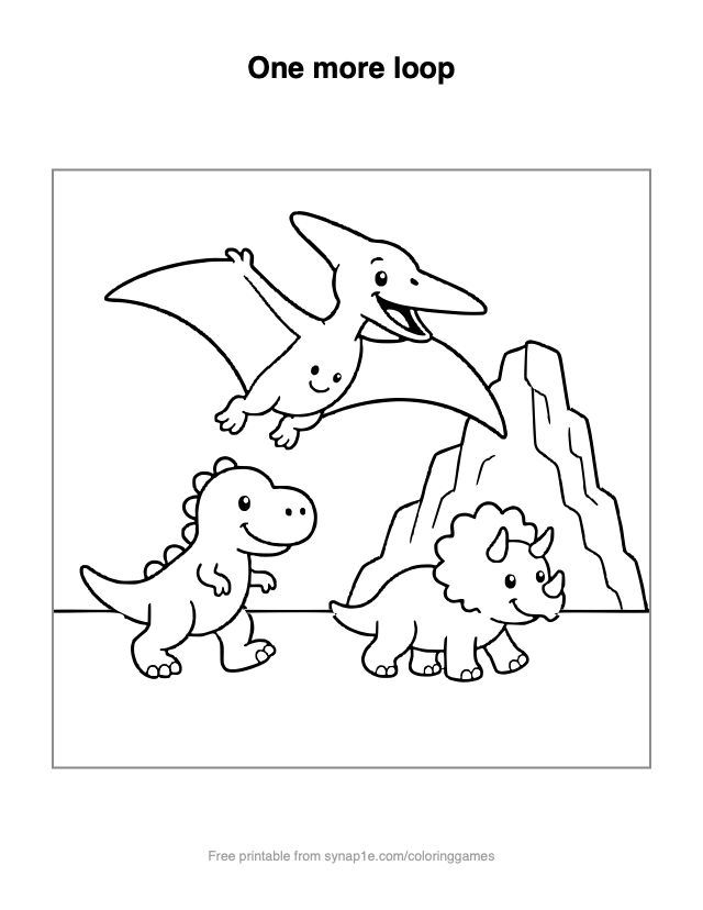 One more loop — free printable dinosaurs coloring page