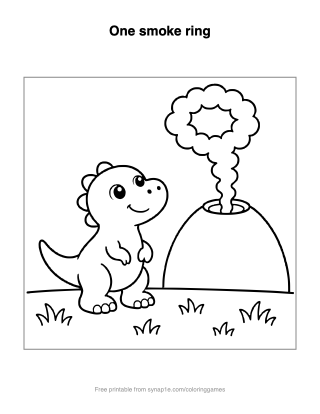 One smoke ring — free printable dinosaurs coloring page