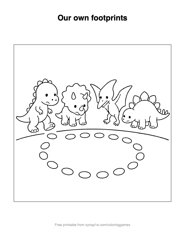 Our own footprints — free printable dinosaurs coloring page